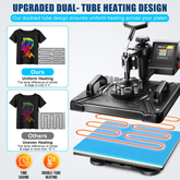 AKEYDIY 5 in 1 Heat Press Machine for t Shirts Professional Swing Away Heat Press Digital Combo